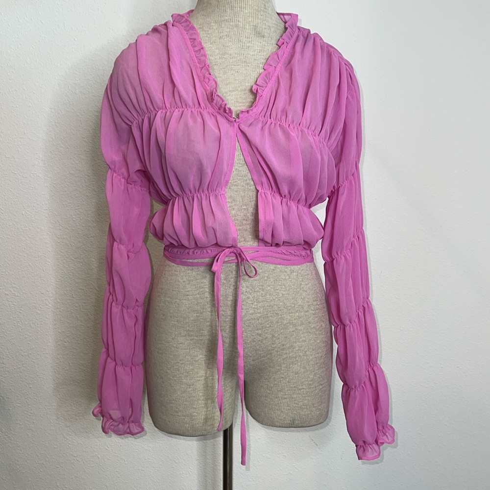 Honey Mango Chiffon Poofy Top